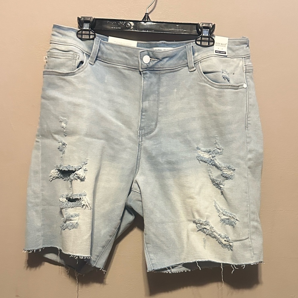 Judy Blue Distressed Blue Ripped Jean Shorts NEW WITH TAGS